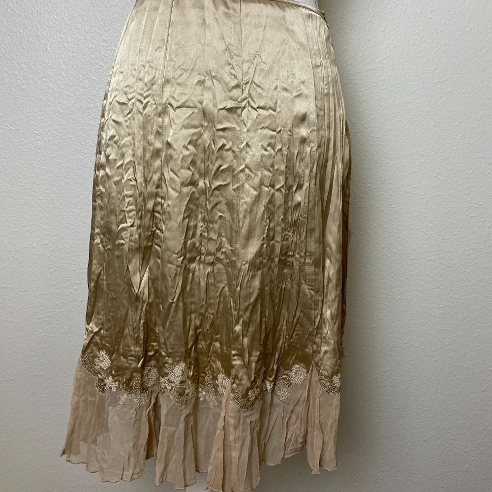 More & More Skirt Embroidered Cream - Gold Holiday Party